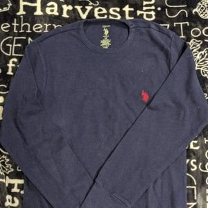Men's long sleeve sleepwear dark blue shirt